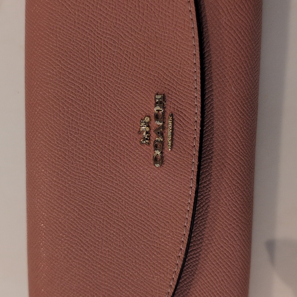 Coach Long Wallet. Salmon Color  Saffiano Leather With Gold Hardware. - Picture 5 of 11